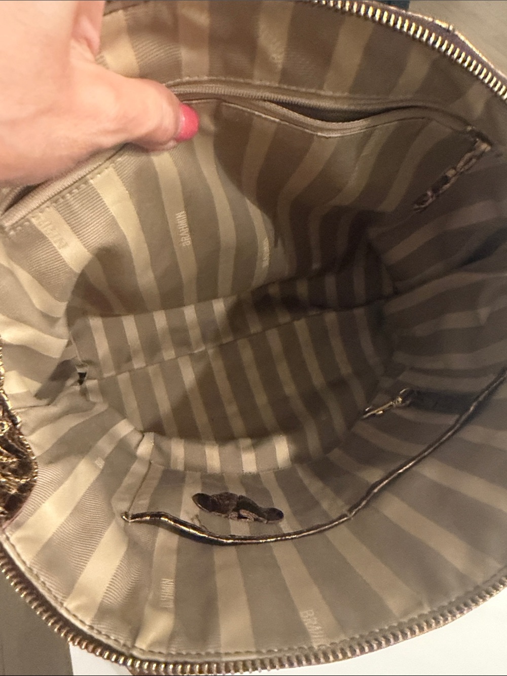 Brahmin Large Duxbury Metallic Floral Embossed Satchel in Brown and Gold - Picture 11 of 17